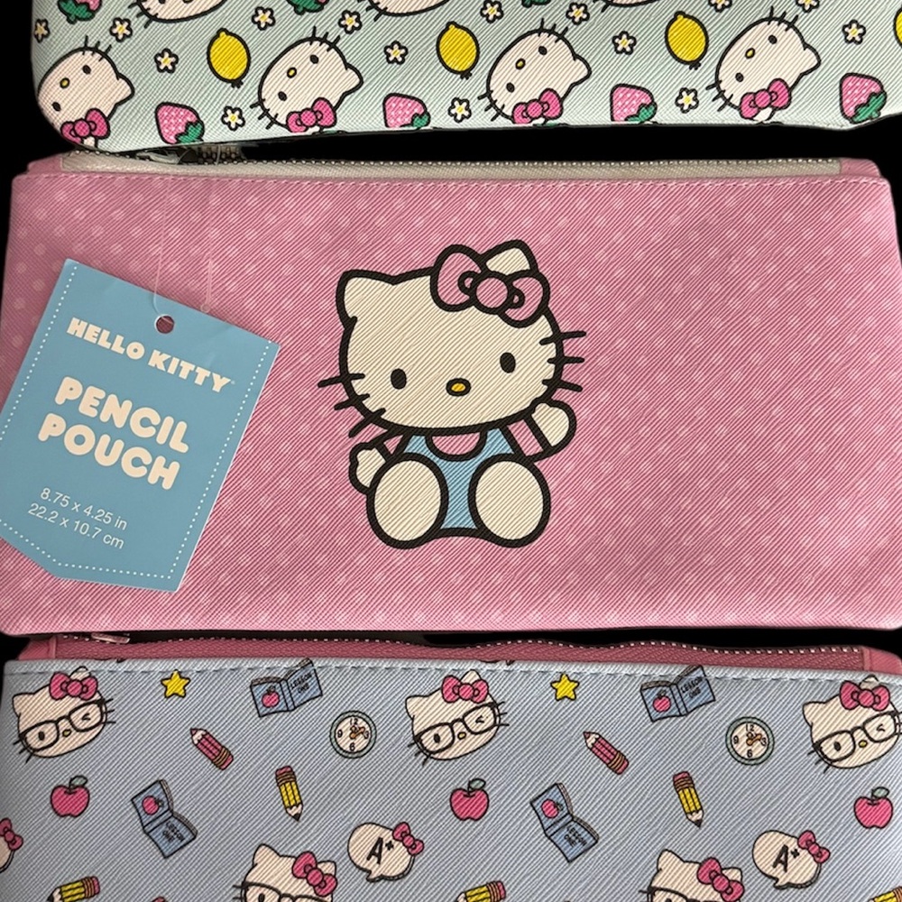 Hello kitty pink polka dot pencil bag